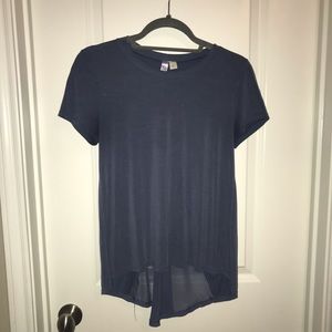 Blue T-shirt Top with Sheer Back